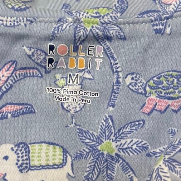 Roller Rabbit 100% Cotton Blue Pink Elephant Print Pajama Set Size Medium - Picture 2 of 9